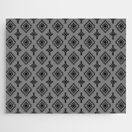 Grey and Black Native American Tribal Pattern Jigsaw Puzzle