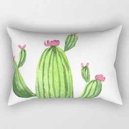 Green Cacti with Pink Flowers Rectangular Pillow