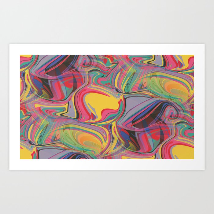 trippy boho hippie colorful rainbow swirls abstract Art Print