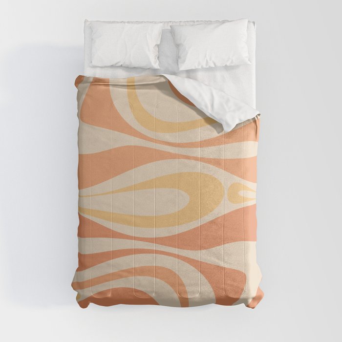 Mod Thang Retro Modern Abstract Pattern in Soft Muted Orange Tones Comforter