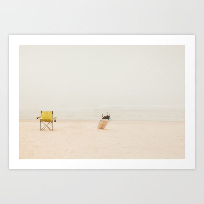 Beach - minimal surf board ocean - travel photography Art Print