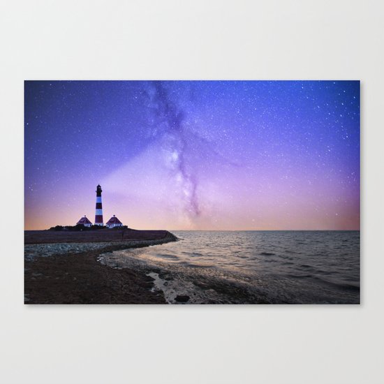 Lighthouse under the stars #photography Canvas Print