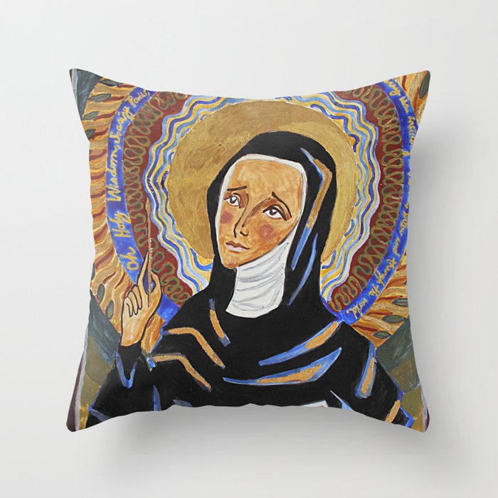 St. Hildegard of Bingen Throw Pillow