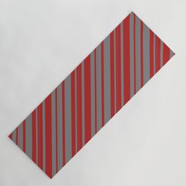 [ Thumbnail: Red and Gray Colored Lines/Stripes Pattern Yoga Mat ]