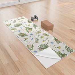 Protea Floral Painted Pattern Large Yoga Towel