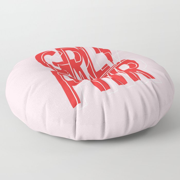 GRL PWR - GIRL POWER (Feminism typography design in red) Floor Pillow