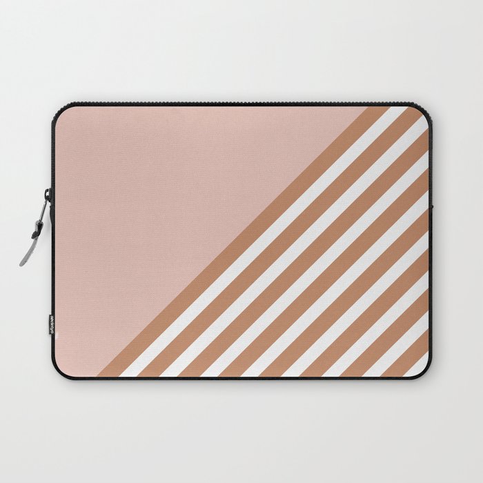 Color Block & Stripes Geometric Print, Pink, Terracotta and White Laptop Sleeve