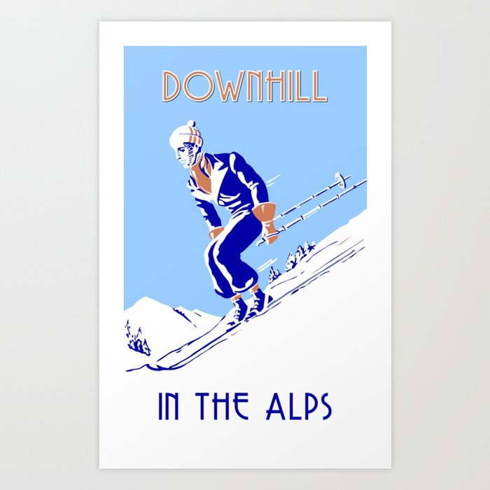 Downhill in the Alps Art Print