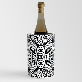 Black and White Graffiti Art Mandala Pattern  Wine Chiller
