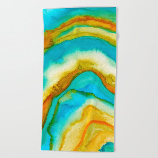 AGATE Inspired Watercolor Abstract 10 Beach Towel