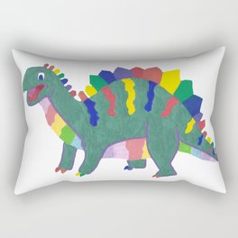 Colorful Stegosaurus Dinosaur Rainbow Pattern with Green Body Rectangular Pillow