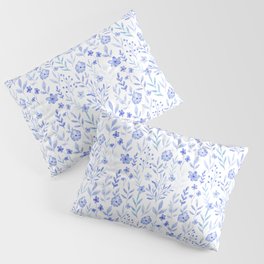 Watercolor blue flower pattern Pillow Sham