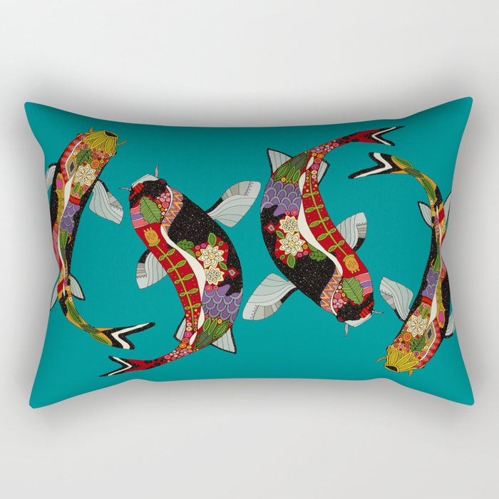 koi teal Rectangular Pillow