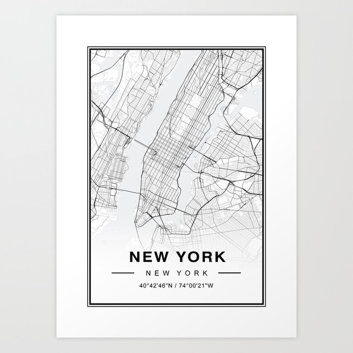 New York Map Art Print By Angelinasartshop Society6
