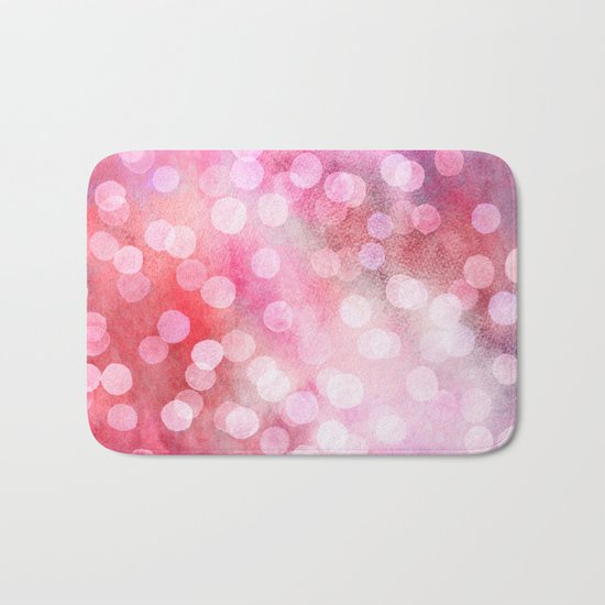 Strawberry Sunday - Pink Abstract Watercolor Dots Bath Mat