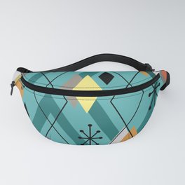 Mid Century Modern Scattered Diamonds Turquoise Fanny Pack