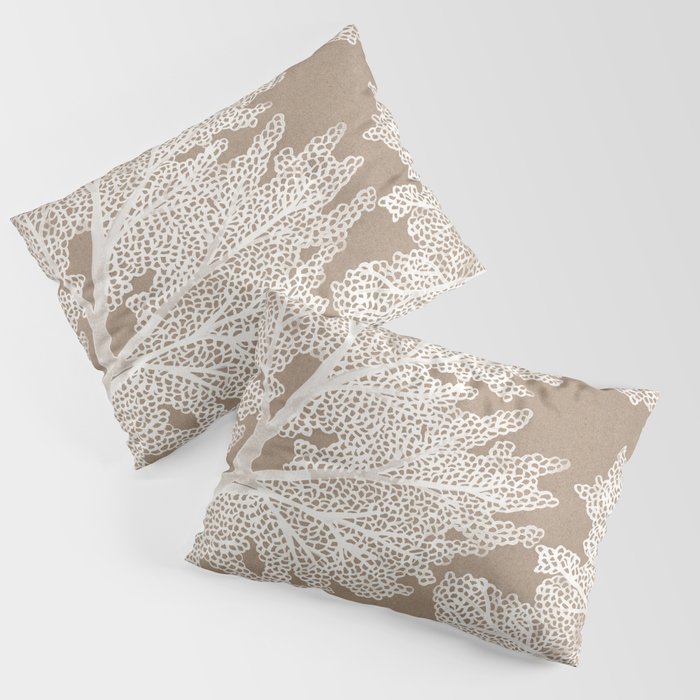 Sea Fan Coral – White on Kraft Pillow Sham