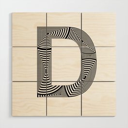 capital letter D in black and white, with lines creating volume effect Wood Wall Art