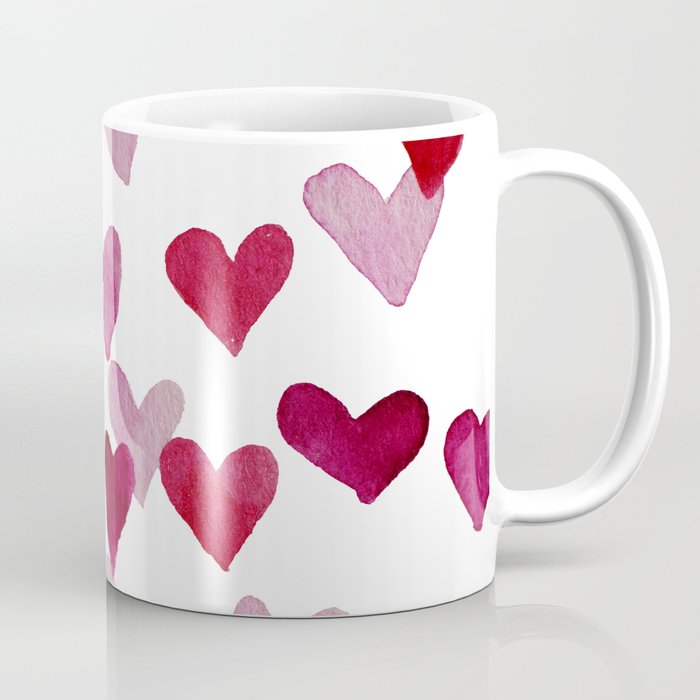 Valentine's Day Watercolor Hearts - pink Coffee Mug