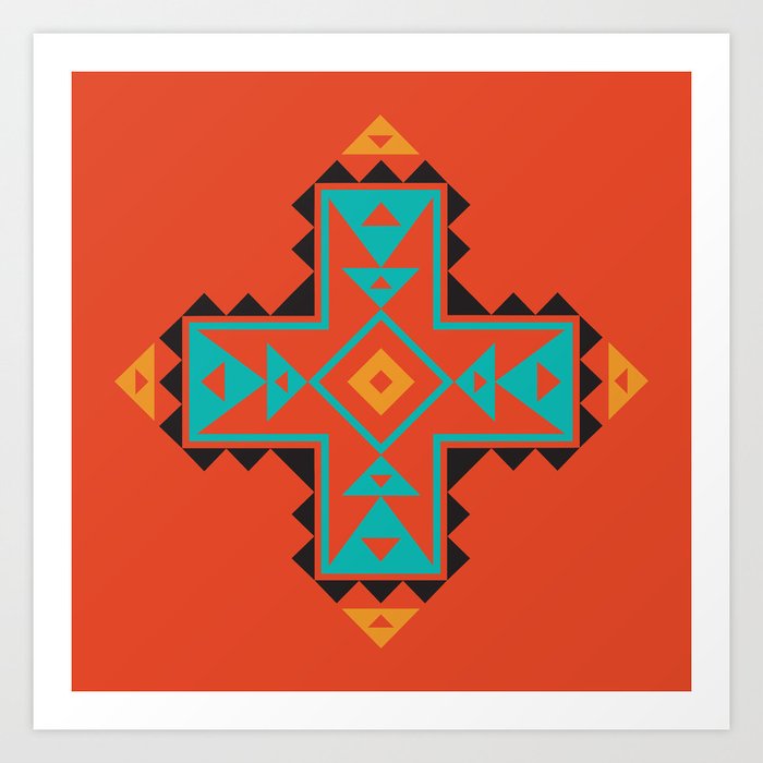 Native American Indian Tribal Cross Shape Art Print