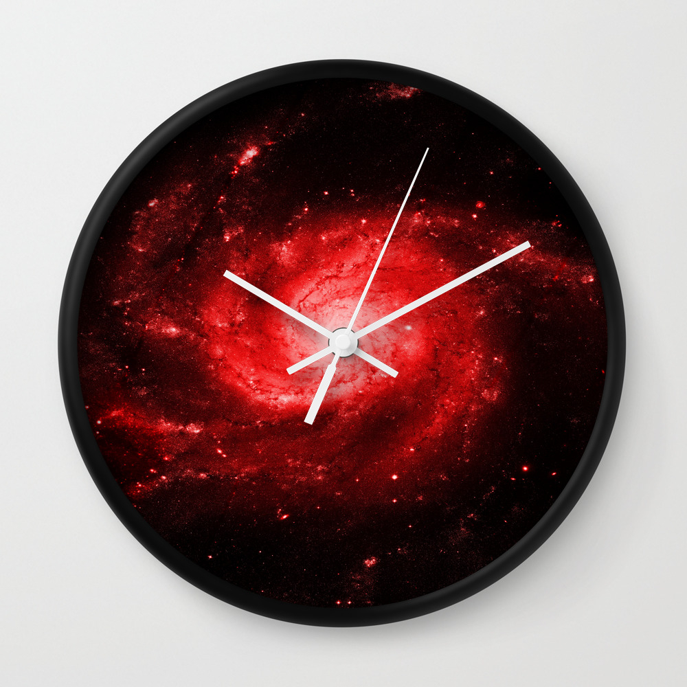 Galaxy Print Galaxy Clock Red Galaxy Clock Red Clock Wall Clock Space Clock Spiral Galaxy Clock Pinwheel Galaxy Clock