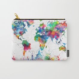 world map watercolor collage Carry-All Pouch