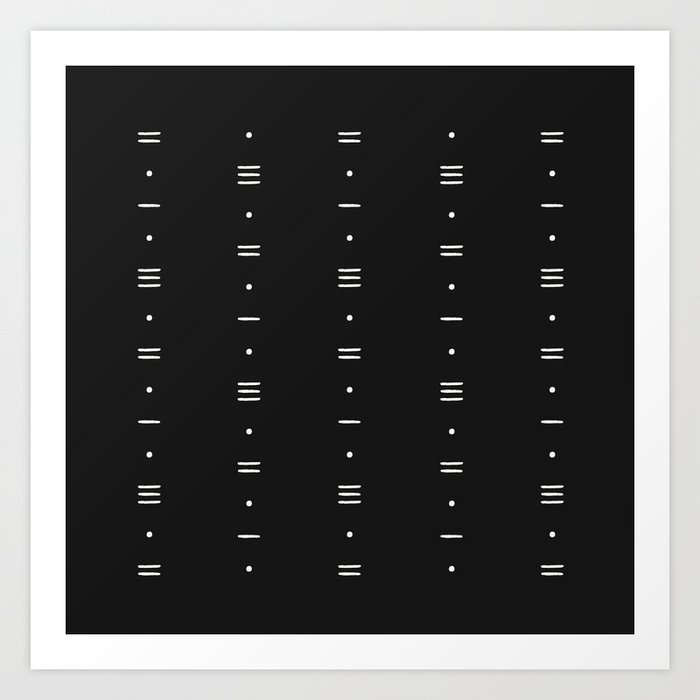 Dashes & Dots - Minimalist Line Pattern - Black Art Print
