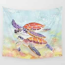 Swimming Together - Sea Turtle Wall Tapestry