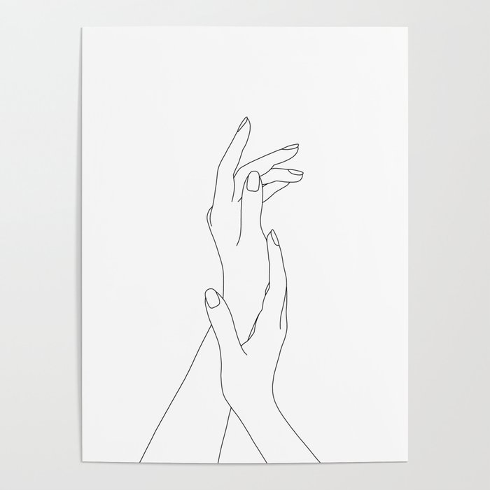 Hands line drawing illustration - Dia Poster