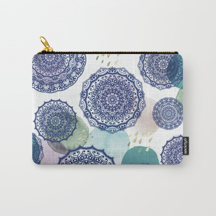 Fall Love Mandala in Blue Carry-All Pouch