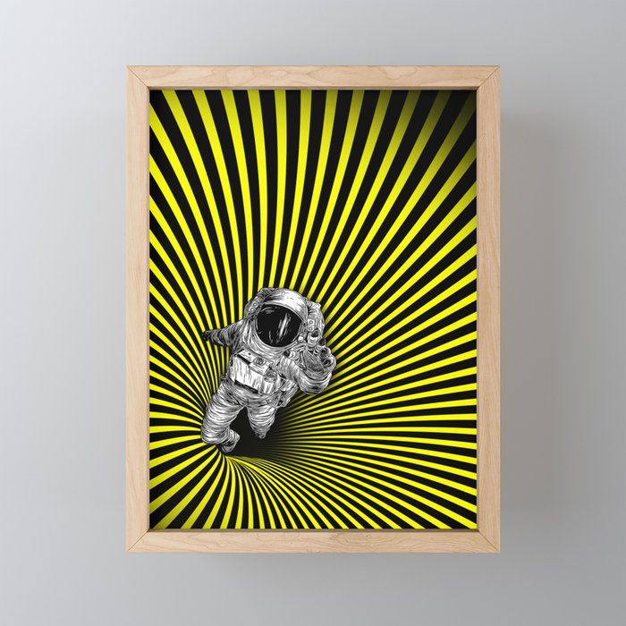 Astronaut in a black hole - Vertigo Framed Mini Art Print