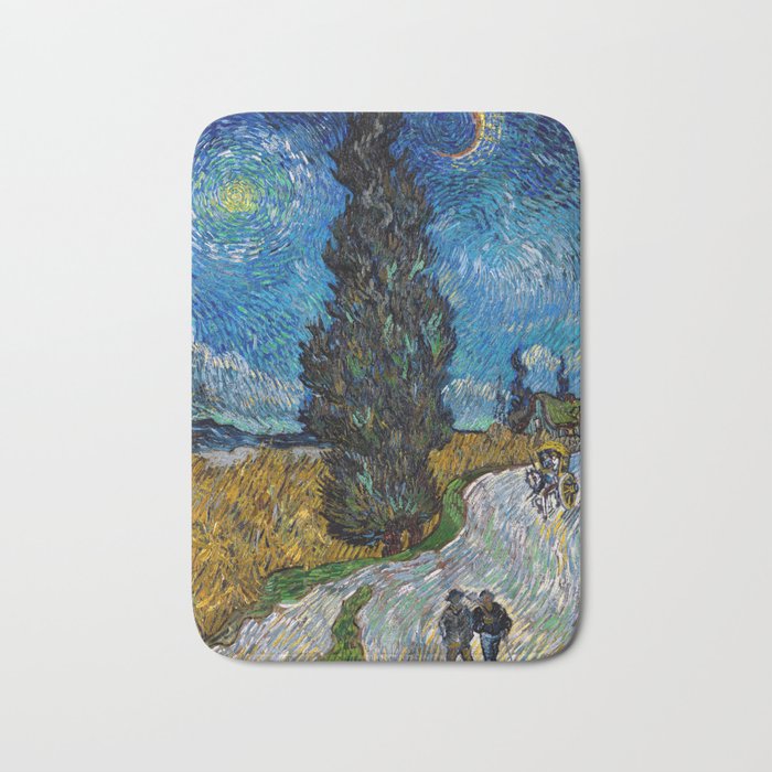 Vincent van Gogh - Country Road with Cypress and Star Bath Mat