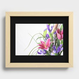 lily iris bouquet greeting card pretty purple pink decor vintage photography flower beautiful print garden floral flowers art love canvas fine photo wall valentines bouquet Recessed Framed Print