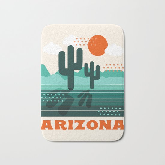 Arizona - retro 70s 1970's sun desert southwest usa throwback minimal design Bath Mat