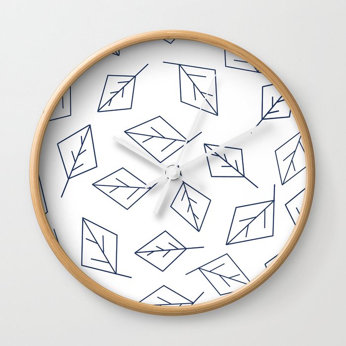 Leaves with blue lines Wall Clock