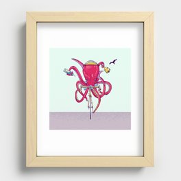 Octopus Riding a bike Recessed Framed Print