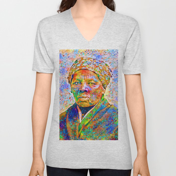Harriet Tubman Underground Railroad in Contemporary Vibrant Colors 20200710 V Neck T Shirt