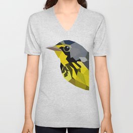 Bird art canada warbler Yellow gray V Neck T Shirt