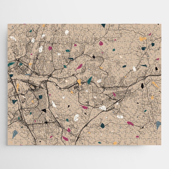 Santa Clarita, USA. City Map Collage - Terrazzo Jigsaw Puzzle