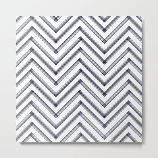 Marine Chevron Zigag pattern - dark blue on white on #Society6 Metal Print