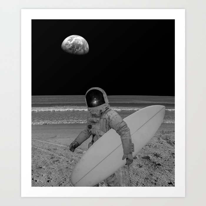 Moon surfer Art Print
