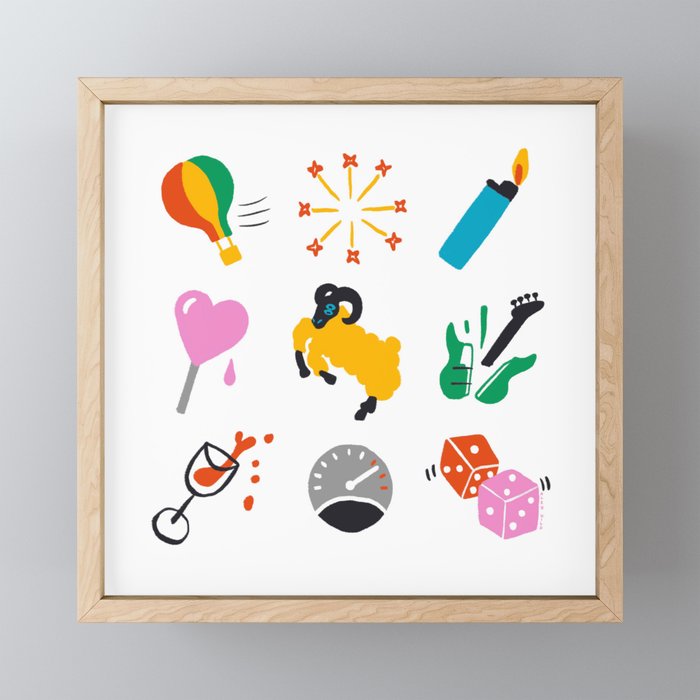 Aries Emoji Framed Mini Art Print