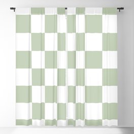 Green & White Checkered Pattern Blackout Curtain