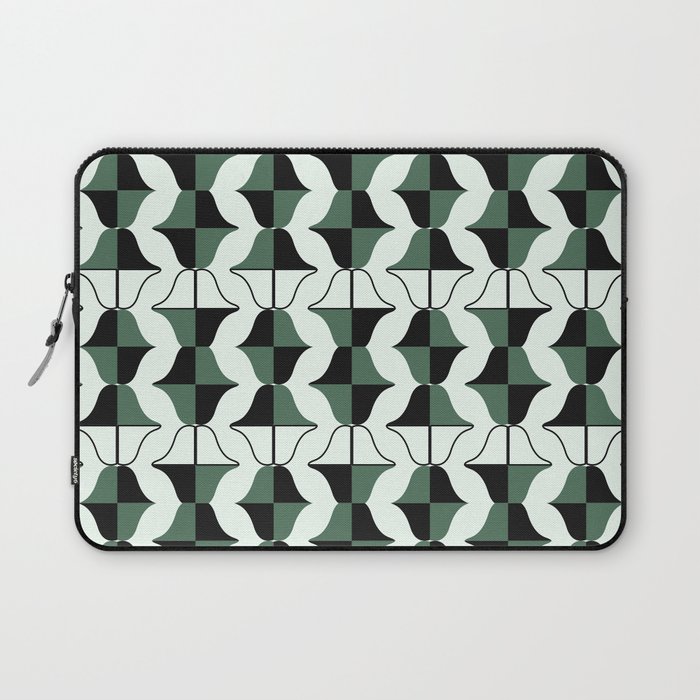 Whale Song Midcentury Modern Retro Arcs Abstract Green Laptop Sleeve