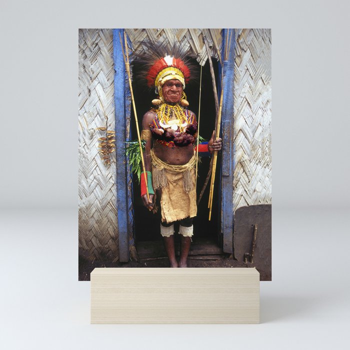 Papua New Guinea Chief in Hut Doorway Mini Art Print