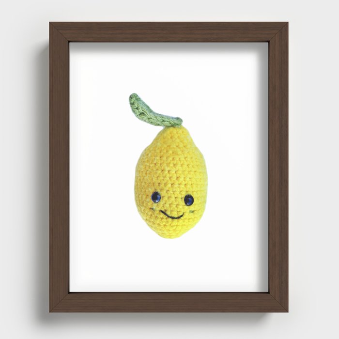 Cute Yellow Lemon Amigurumi Character Recessed Framed Print