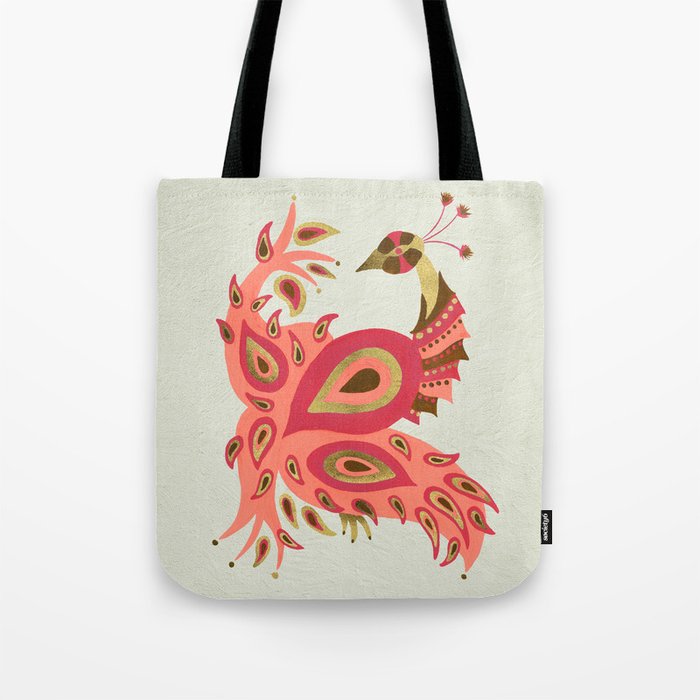 Peacock – Rose & Gold Tote Bag