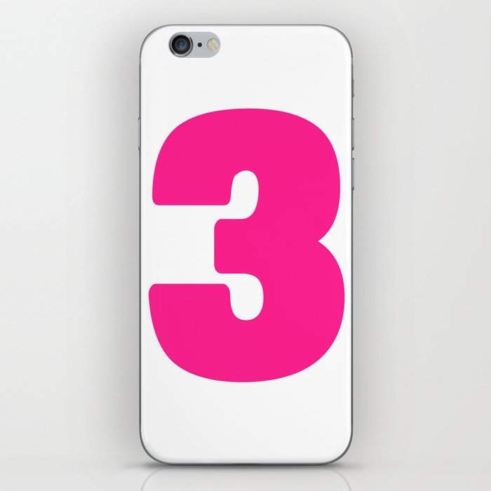 3 (Dark Pink & White Number) iPhone Skin