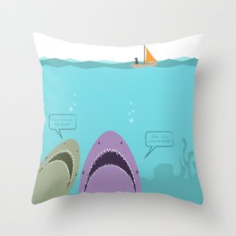 Shark Dinner Party Throw Pillow