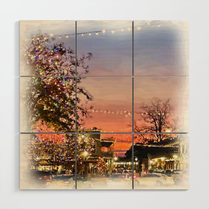 Oxford at Christmastime - Square Wood Wall Art